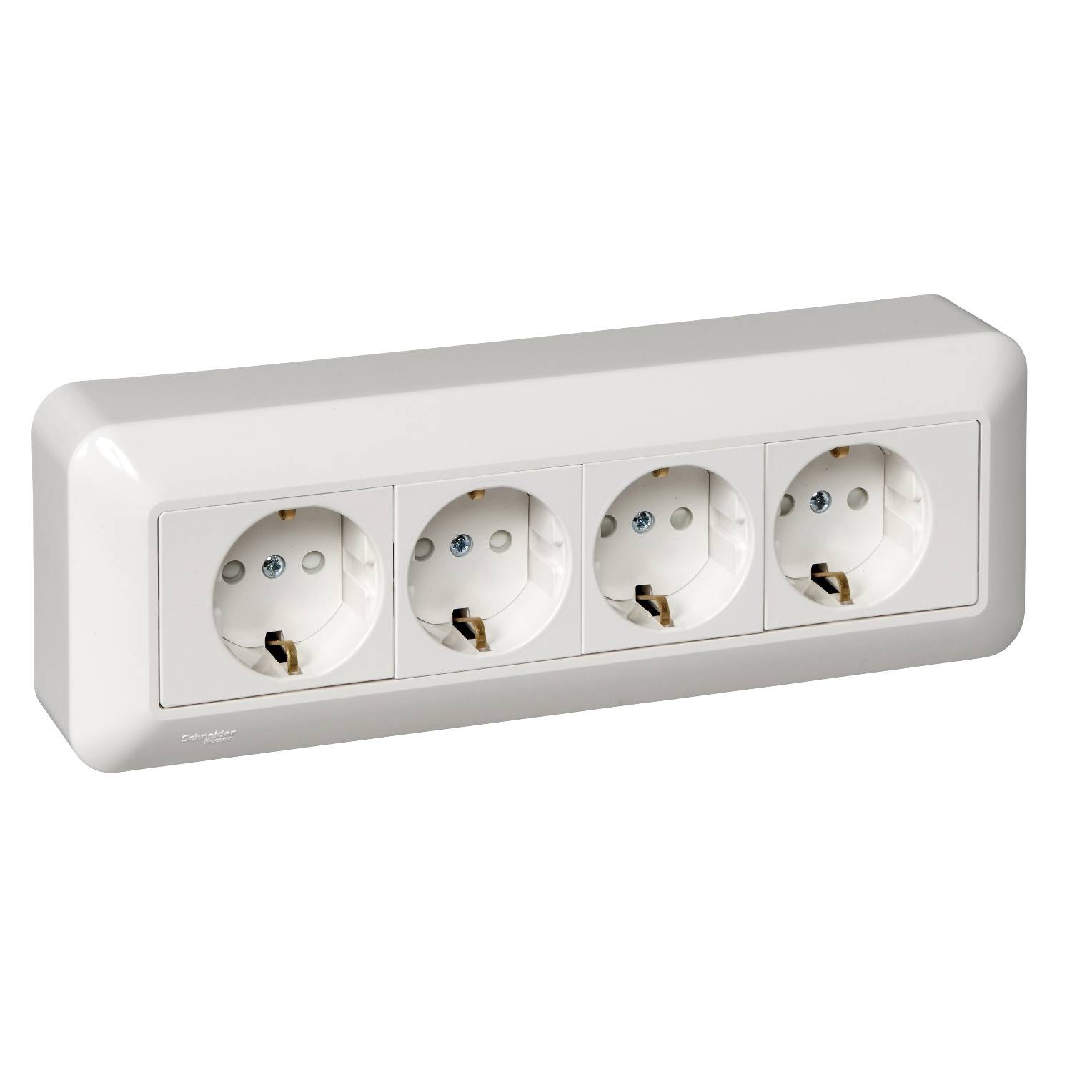 Розетка Schneider Electric Прима RA16-411M-BI четырехместная белая 16 А IP 20
