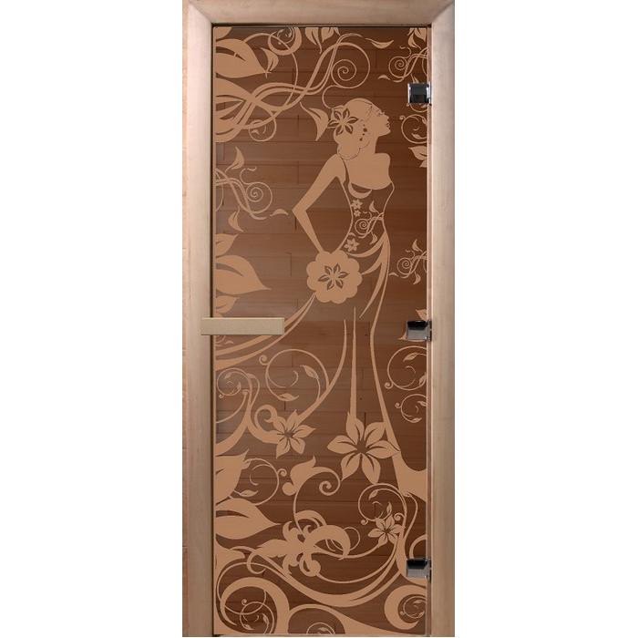 Дверь для бани Doorwood DW00990 800х2000 мм бронза матовая Девушка в цветах