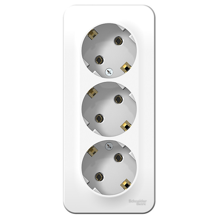 Розетка Schneider Electric Blanca BLNRA010311 трехместная с заземлением и изолирующей пластиной белая