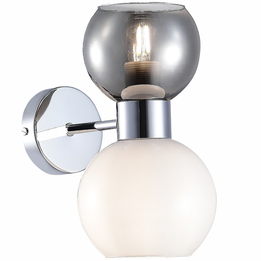 Светильник настенный Evoluce Thonet SLE1138-101-02 хром/белый/дымчатый E27 2х60 W