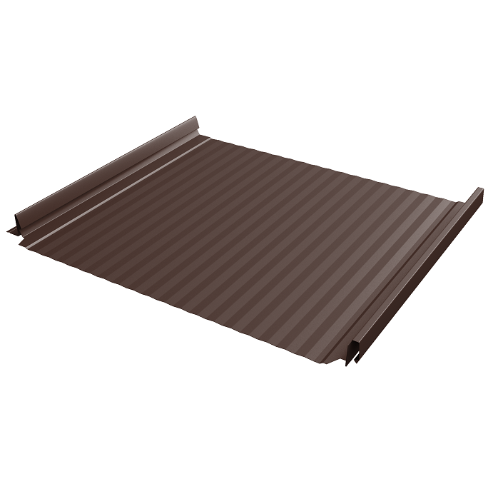 Кликфальц Grand Line Pro Gofr Satin Matt 0,5 мм Ral 8017 шоколадно-коричневый с пленкой на замках резка