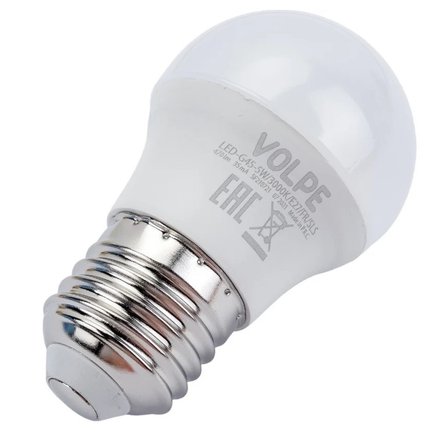 Лампа светодиодная Volpe LED-G45-5W/3000K/E27/FR/SLS шар Е27 5Вт 3000K