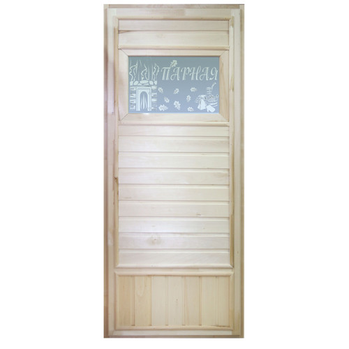 Дверь для бани Doorwood DW05 Банька вагонка эконом со стеклом 750х1850 мм