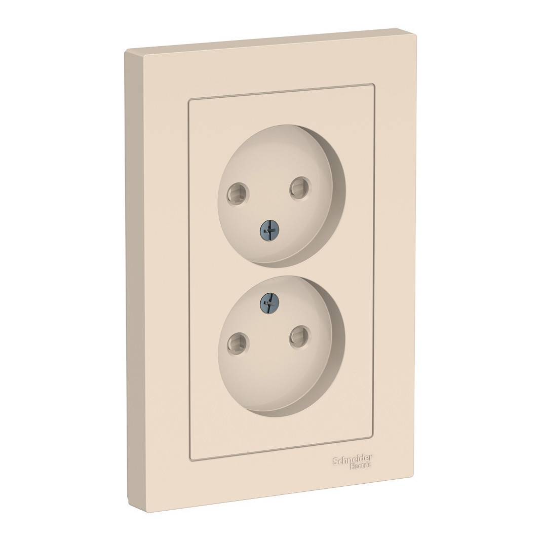 Розетка Schneider Electric AtlasDesign ATN000222 двухместная с защитными шторками бежевый