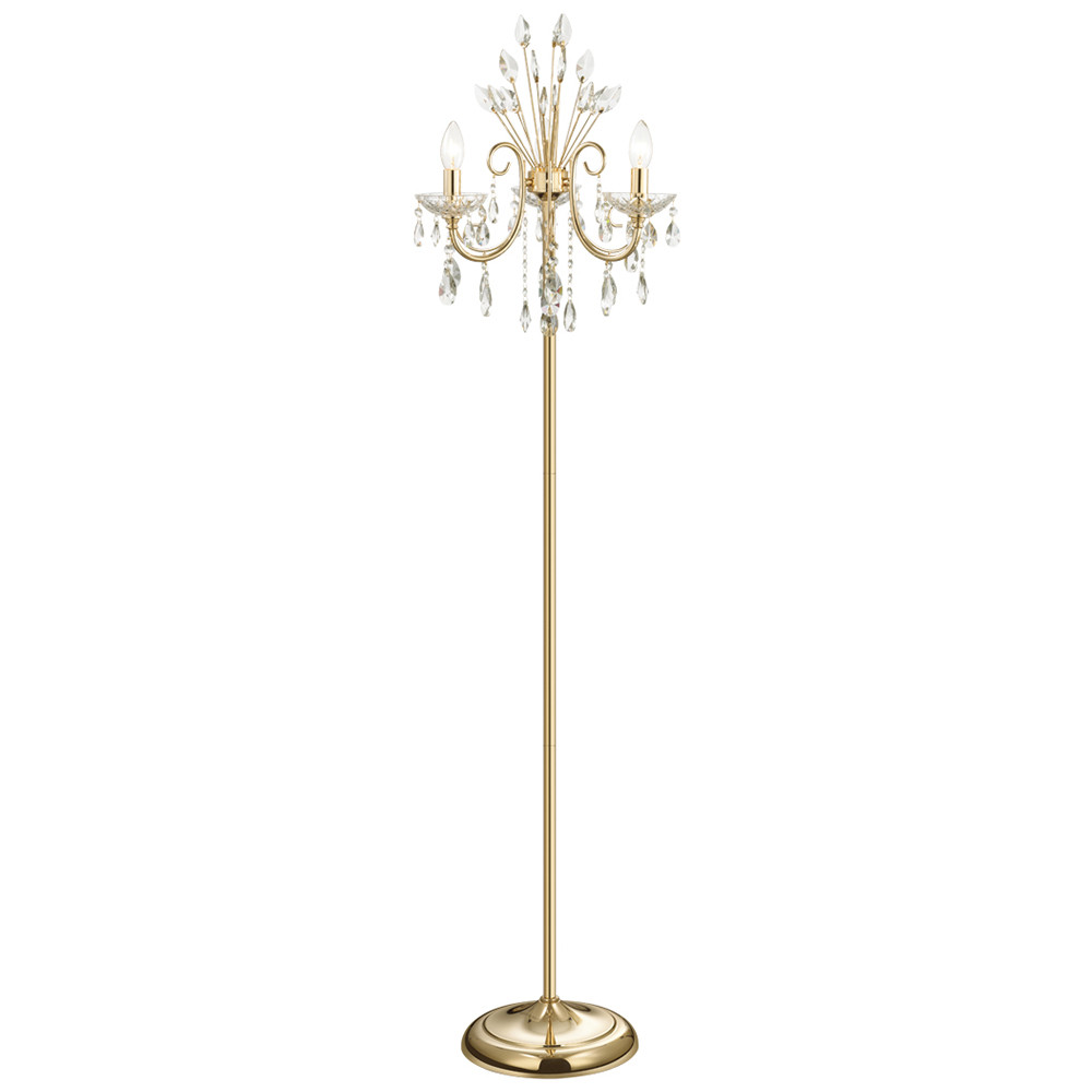 Торшер Odeon Light Hall Versia ODL23 435 4977/3F 40W золотой хрусталь