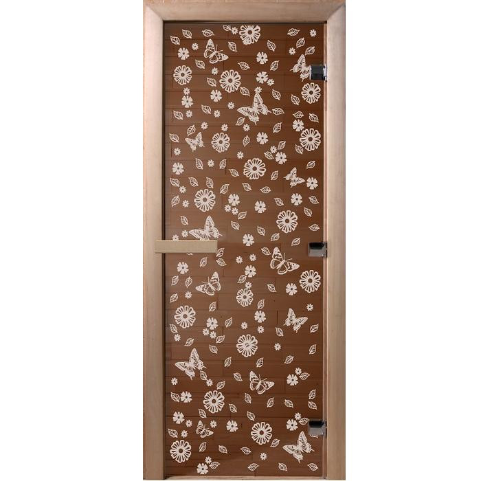 Дверь для бани Doorwood DW00072 800х2000 мм бронза Весна цветы