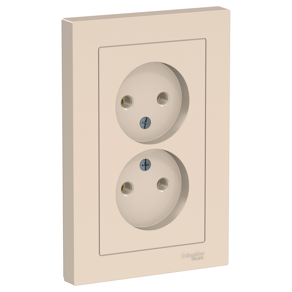 Розетка Schneider Electric AtlasDesign ATN000220 двухместная без заземления бежевая