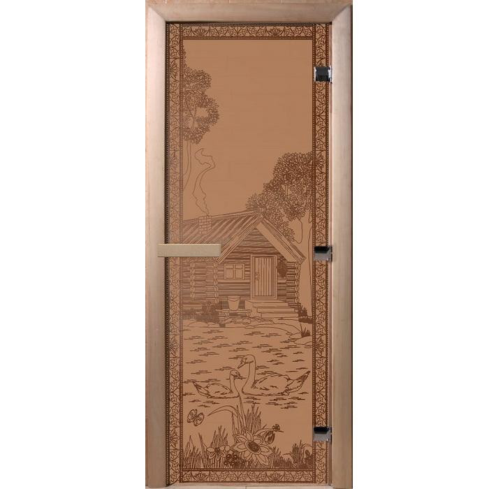 Дверь для сауны стеклянная Doorwood DW00923 Банька в лесу бронза матовая 700х1900 мм