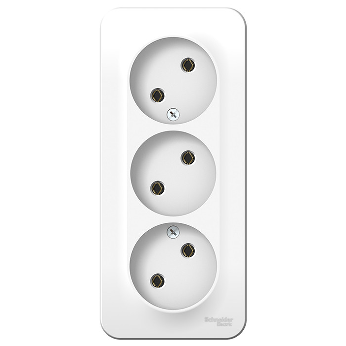 Розетка Schneider Electric Blanca BLNRA000311 трехместная без заземления с изолирующей пластиной белая