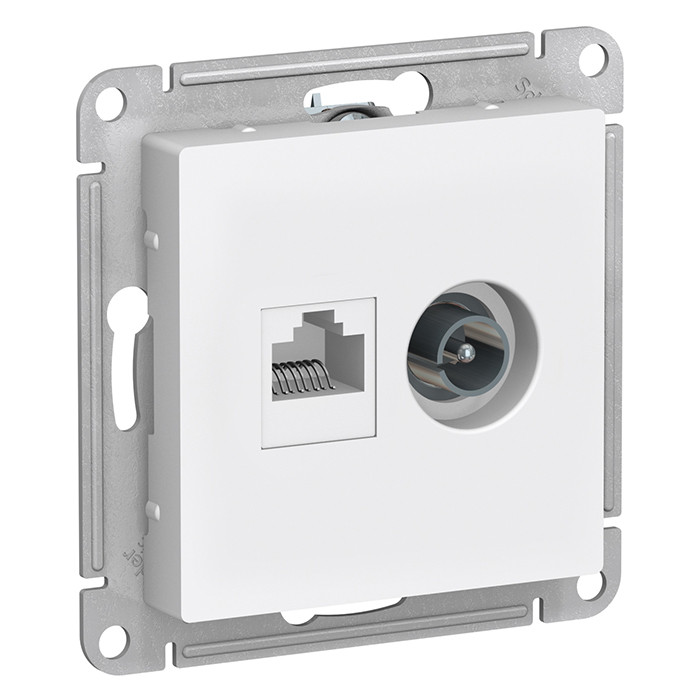 Механизм двойной розетки Schneider Electric AtlasDesign ATN000189 TV+RJ45 белый