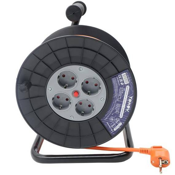Удлинитель на катушке Tokov Electric TKE-SK30-15-Z 30 м 4 розетки с заземлением 3х1,5 16А