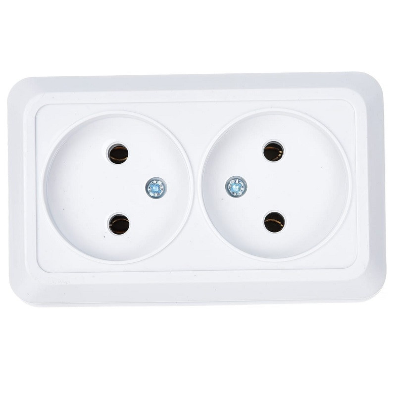 Розетка двухместная In-Home Bolleto 4680005959822 ОП 7102 16А IP20 без заземления белая