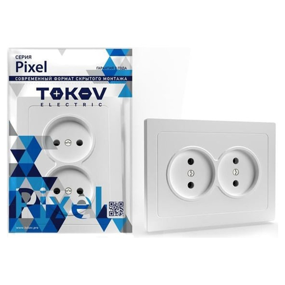 Розетка Tokov Electric Pixel TKE-PX-R2F-C01 16А двухместная белая