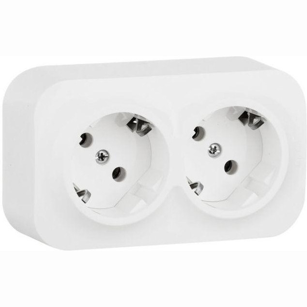 Розетка Schneider Electric Quteo 782233 двухместная с заземлением белая