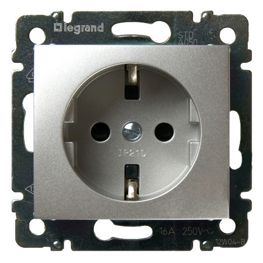 Механизм розетки Legrand Valena 770120 с заземлением одноместный алюминиевый